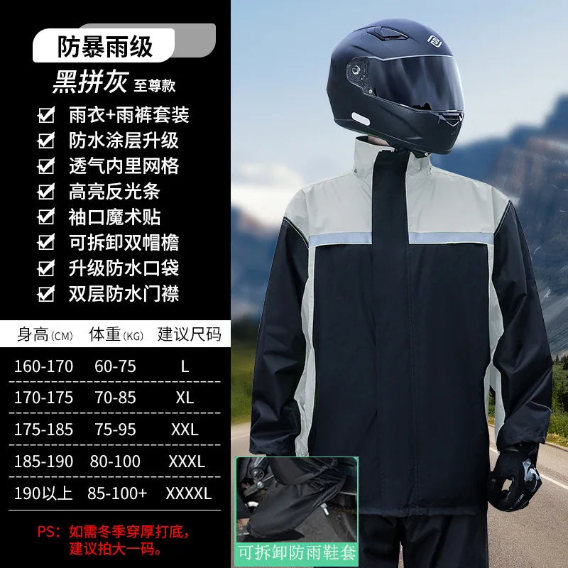Men's Waterproof Motorcycle & Electric Car for Poncho Thickened Split Suit Raincoat for Riders Hiking-Storm-Proof