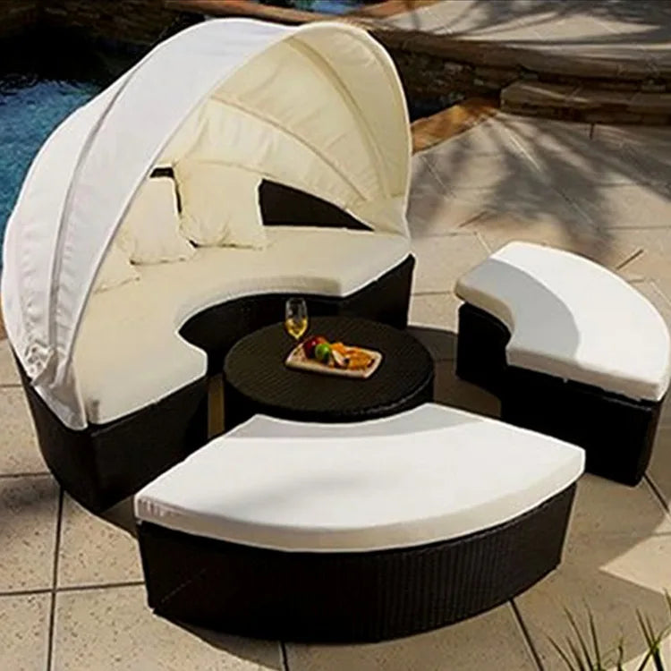 Modern Round Sofa Day Beds Outdoor Furniture Sun Loungers and Sun Beds for Relaxing for Hotels Parks Villas