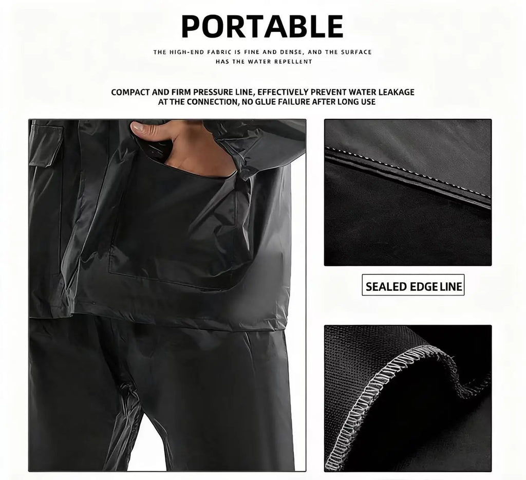 Men's Unisex Navy Blue Raincoat Lightweight Waterproof Windproof Motorcycle Rainwear with Pockets Standard Thickness for Hiking