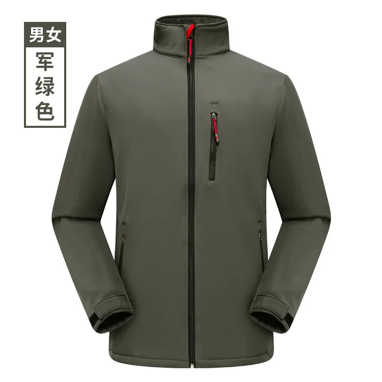 Autumn Winter Outdoor Tactical Soft Shell 100% Polyester Windproof Waterproof Breathable Thick Handsome Tough Zipper Solid Plain