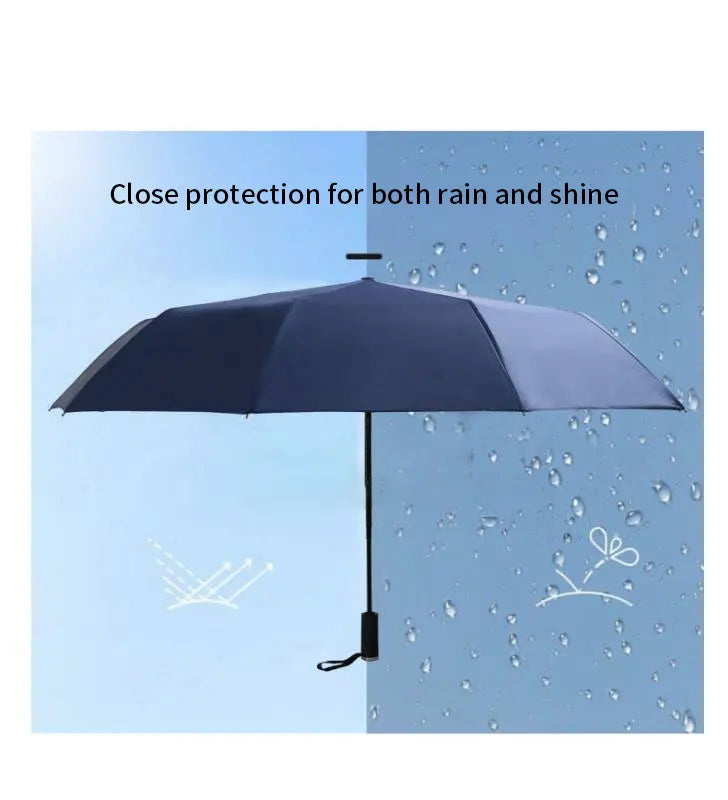 Manual Open Auto 10 Ribs Folding Black UV Coating Umbrella Outdoor Summer Rain Protection Custom Logo Paraplui Payung Sombrillas