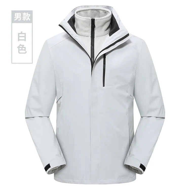 Men's Women's Outdoor Assault Three-in-One Detachable Warm Waterproof Breathable Work Clothes Zipper Customizable Printed Winter