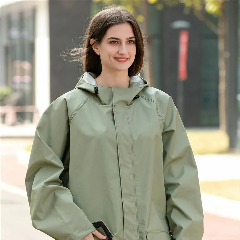 Women's Fashion Windbreaker Jacket Long-Style Thickened EVA Raincoat With Large Brim Waterproof Rainwear Explosion-Proof