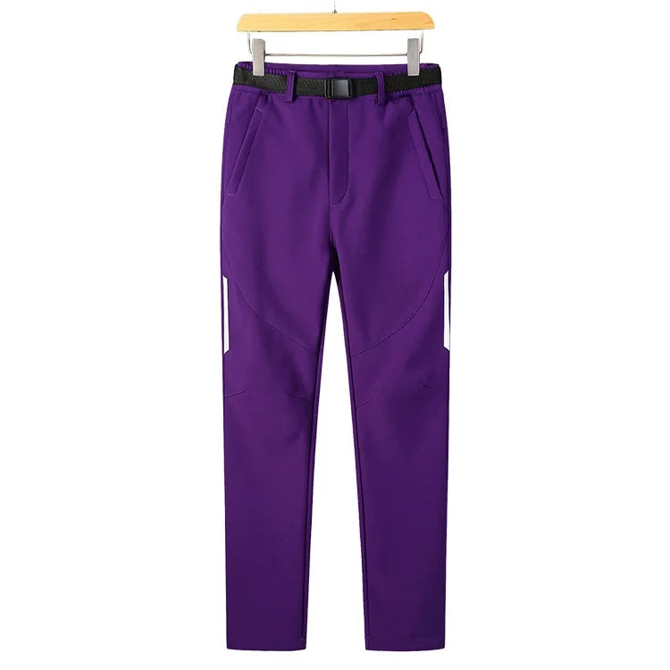 Men's Women's Outdoor Softshell Pants Waterproof Windproof Breathable Fleece for Autumn Winter Sports Zipper Fly Warm Elastic