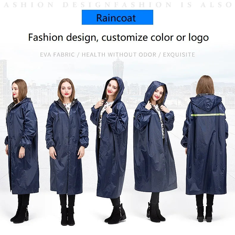 Custom PU Adults Long Rain Coat Windcheater Windbreaker Outerwear Waterproof Oxford Rain Poncho Outdoor Activity Hiking Logo