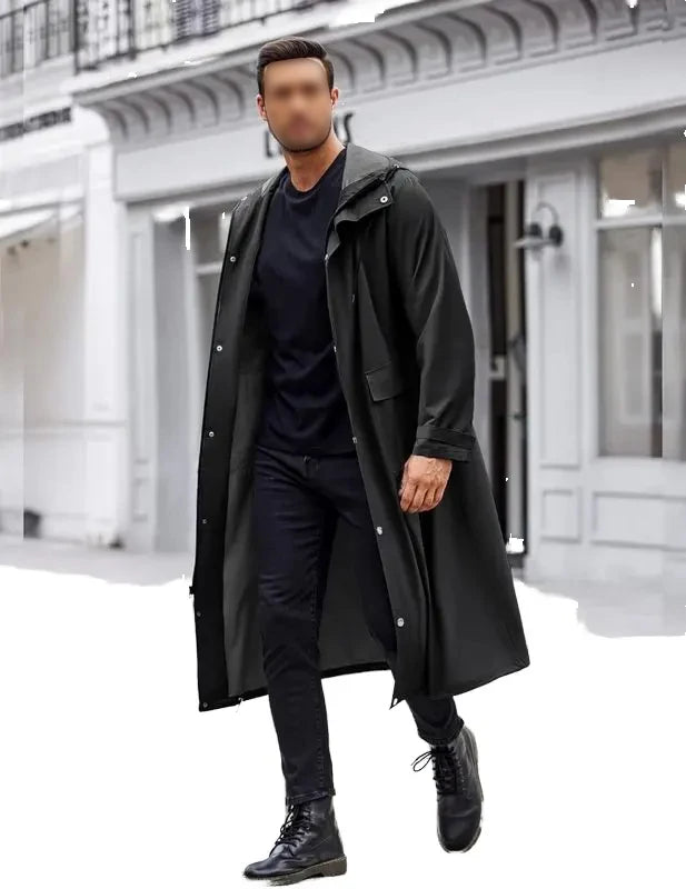 Men's Durable Fashion  Rain Poncho  Rain Jacket Large Size with Customized Logo Waterproof  Long Raincoat Rain Jacket with Hood