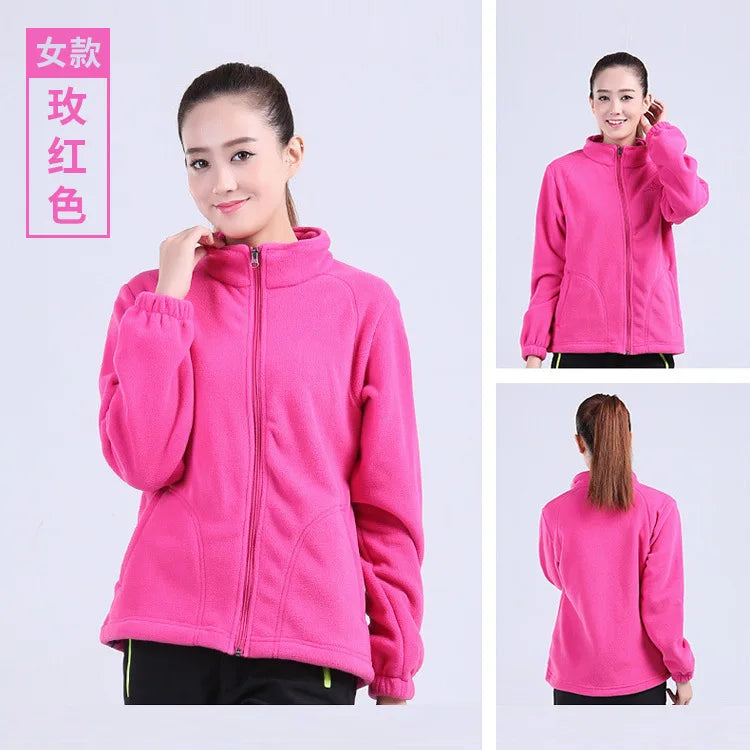 New Outdoor Hooded Fleece Jacket Unisex Zipper Closure Waterproof Thick Lining Winter Double-Sided Padded Stand Rabbit Fur Trim