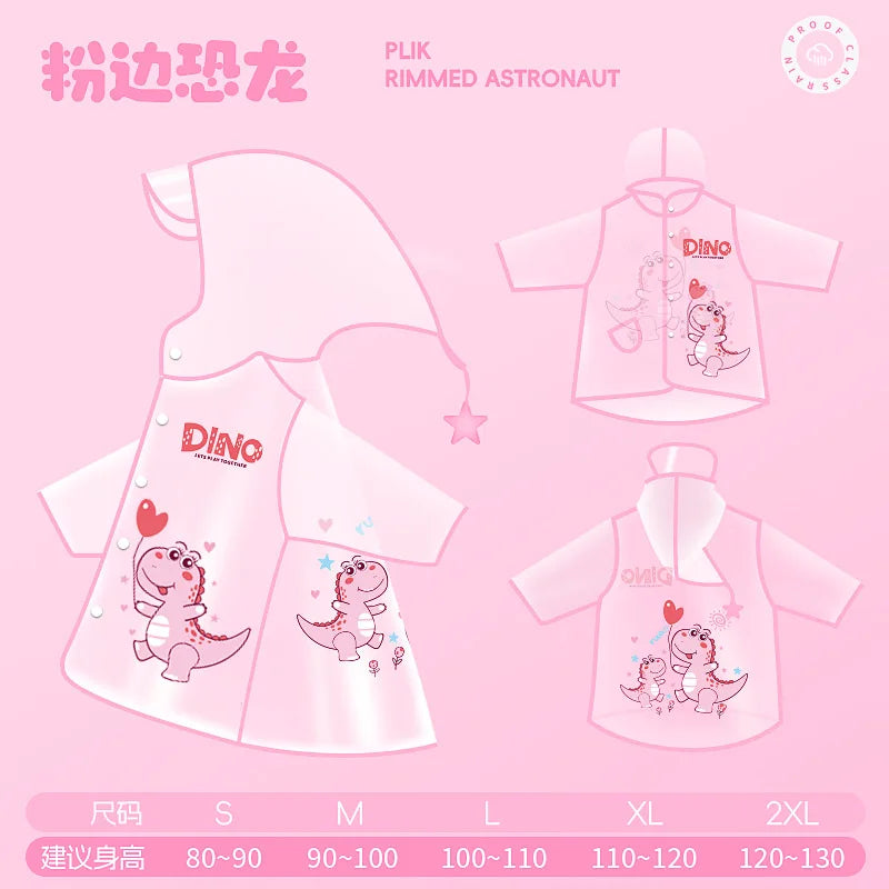 Cartoon Baby Dinosaur for Poncho Raincoat with Waterproof Hat for Boys and Girls for Primary School Kindergarten for Outdoor