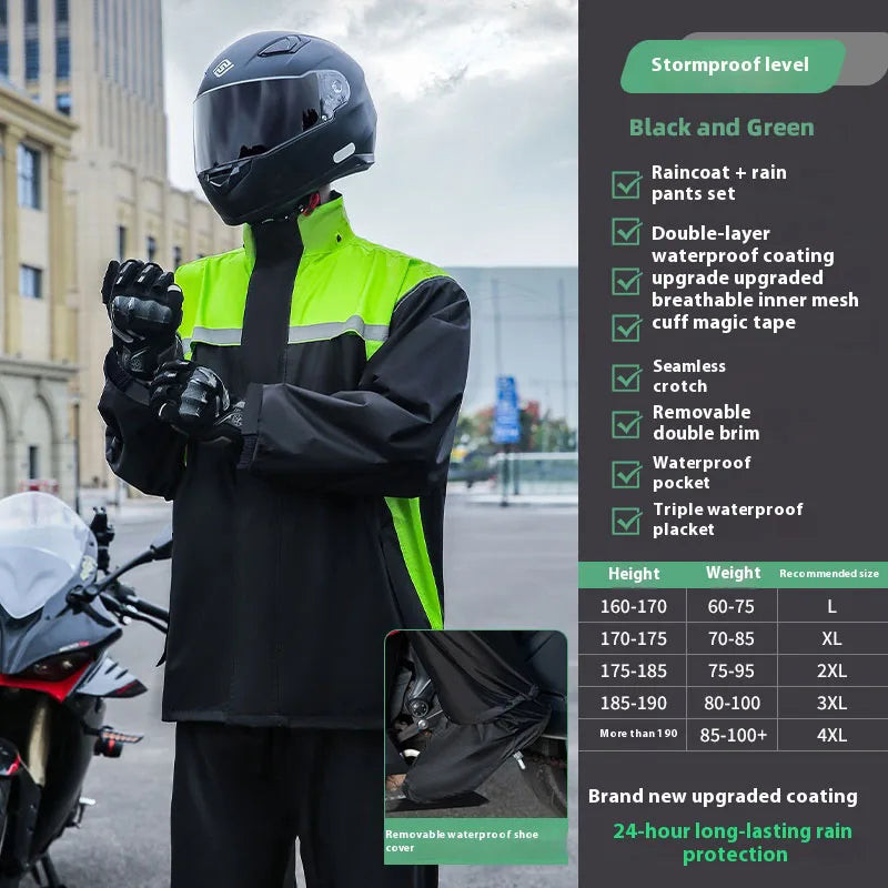Outdoor Waterproof Motorcycle Clothing Reusable Raincoat and Windproof Suit Set Breathable for Climbing and Camping
