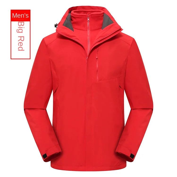 Men's Women's Outdoor Assault Three-in-One Detachable Warm Waterproof Breathable Work Clothes Zipper Customizable Printed Winter