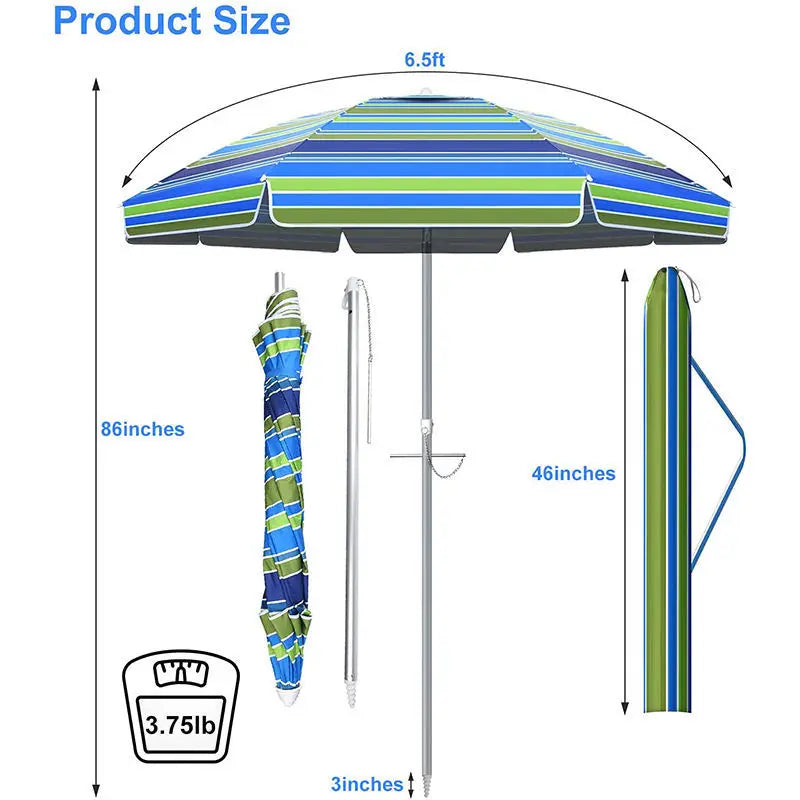 Beach Umbrella Bohemian Style Manual Control Sunshade Featuring UV Customizable Pongee Fabric Adults Straight Manual Store Rain