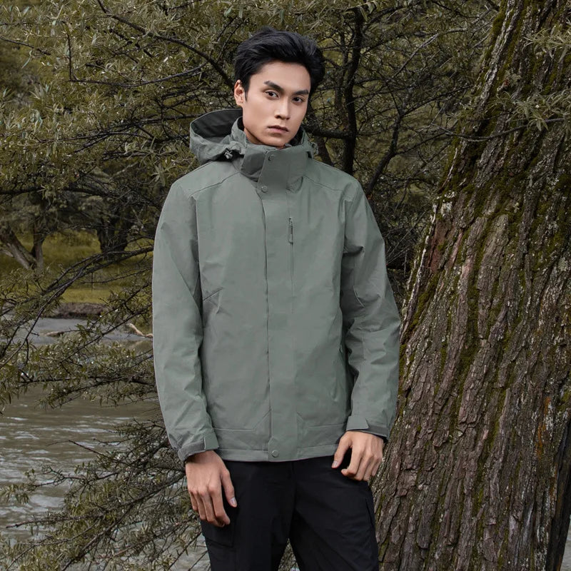 Men's and Women's Three in One Outdoor Hard Shell Jacket, High-end Windproof and Waterproof Hiking and Mountaineering Jacket
