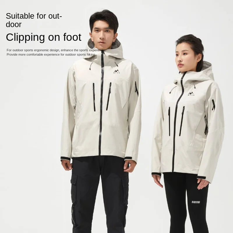 2025 New Men's Women's Couple's Three-in-One Hard Shell Jacket for Spring Autumn Outdoor Hiking Stand Collar with Zipper Closure
