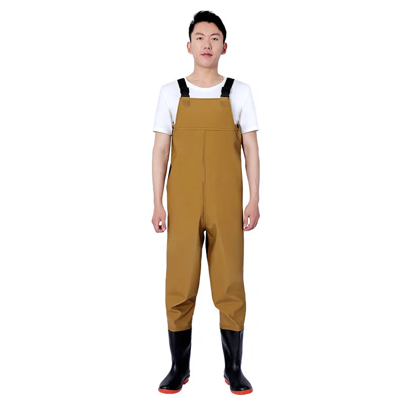 Thickened PVC Material Fishing Waders Pants Zipper Closure Outdoor Wading Unisex Half-length