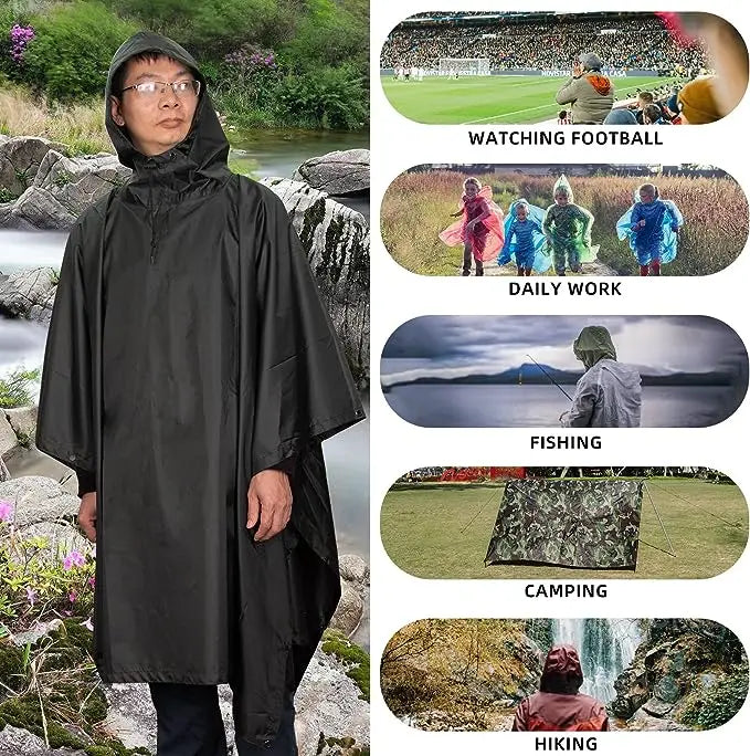 Adult PVC Rain Poncho Windproof Long Jacket Waterproof Rain Gear Hiking Emergency Camping Available XL XXL XXXL Logo