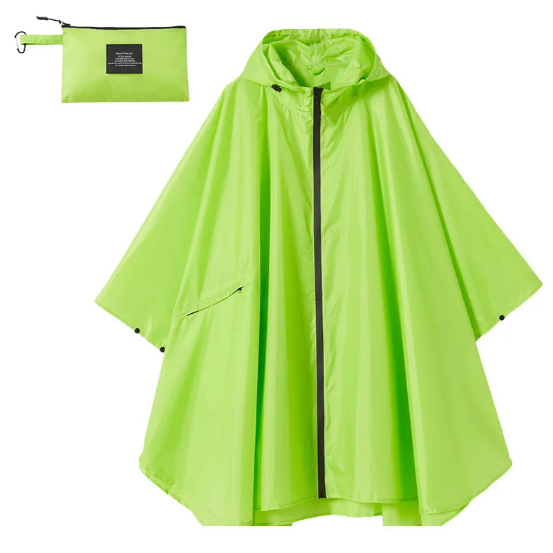 3 in One  Rain Poncho  PU Coated Rain Cape Waterproof Raincoat With Hood Lightweight portable trekking Poncho