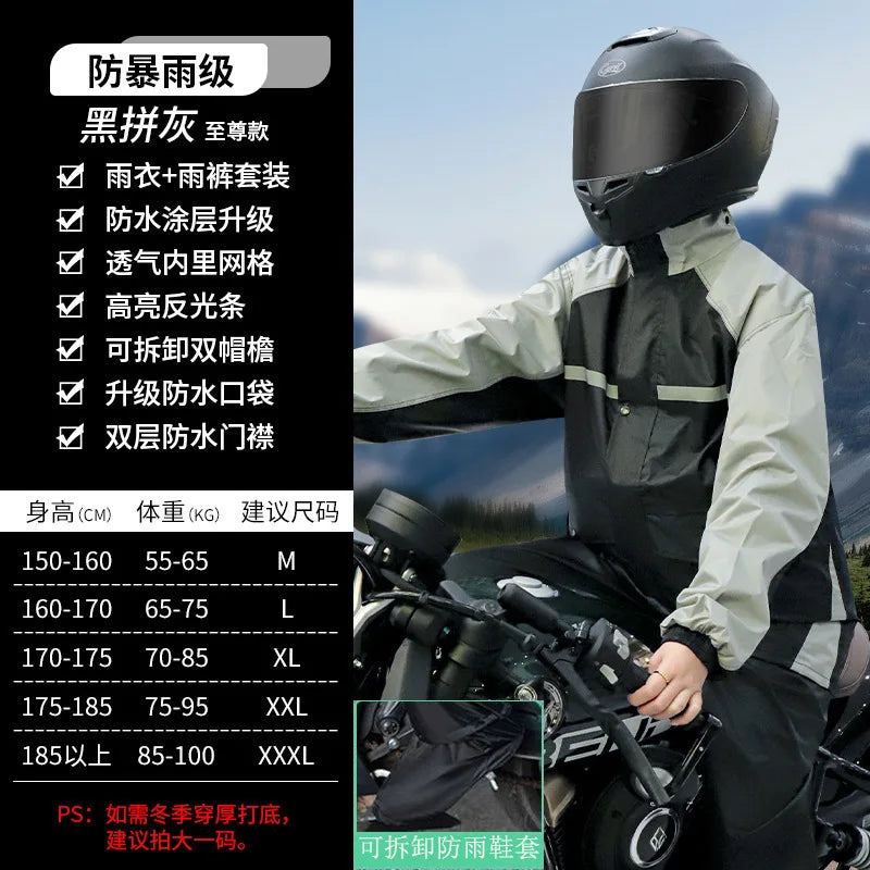 Men's Waterproof Motorcycle & Electric Car for Poncho Thickened Split Suit Raincoat for Riders Hiking-Storm-Proof