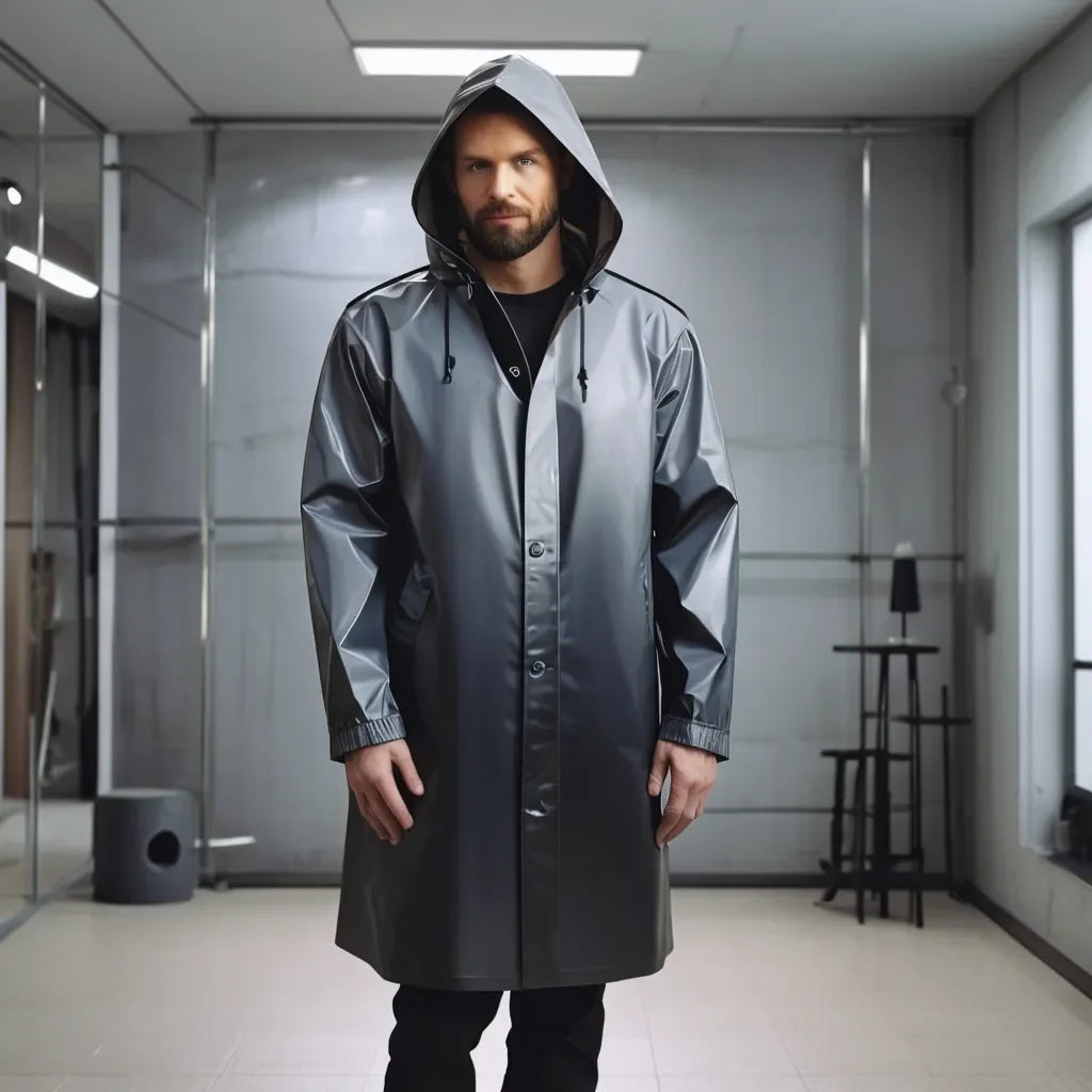 Customized Logo Safety Hooded Rain Coat Lightweight Unisex Fashion Raincoat Polyester Long Rain Jacket 100% Waterproof Raincoat