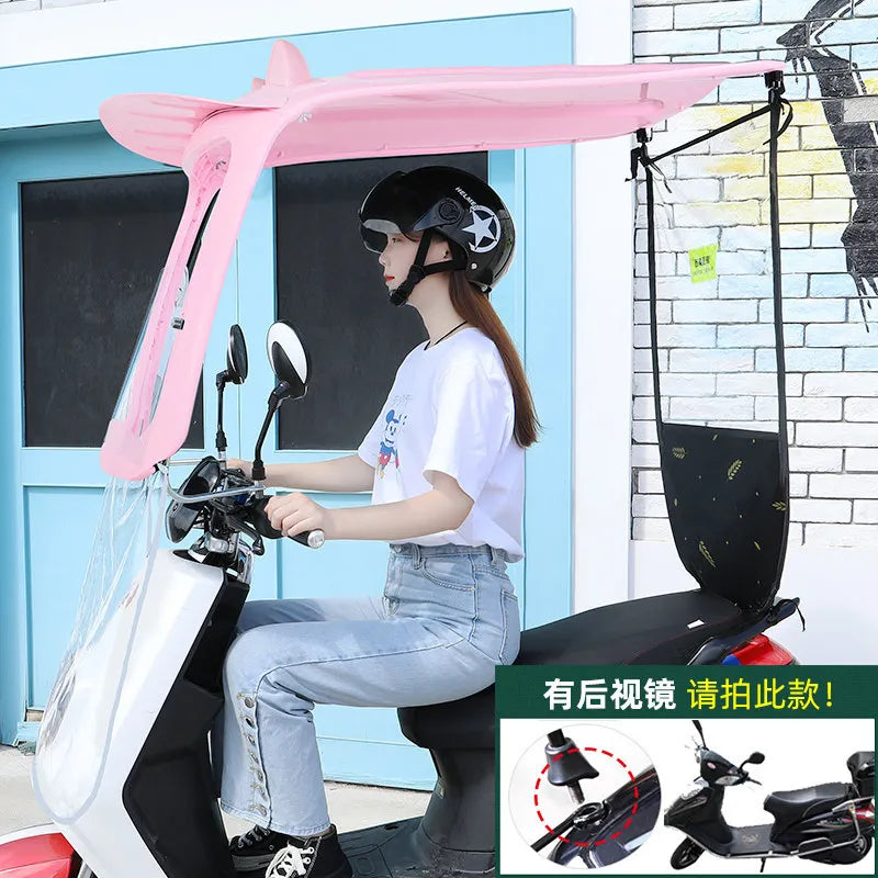 Modern Electric Car Sunshade Canopy Manual Control Plastic Windshield for Motorcycles Sun Protection