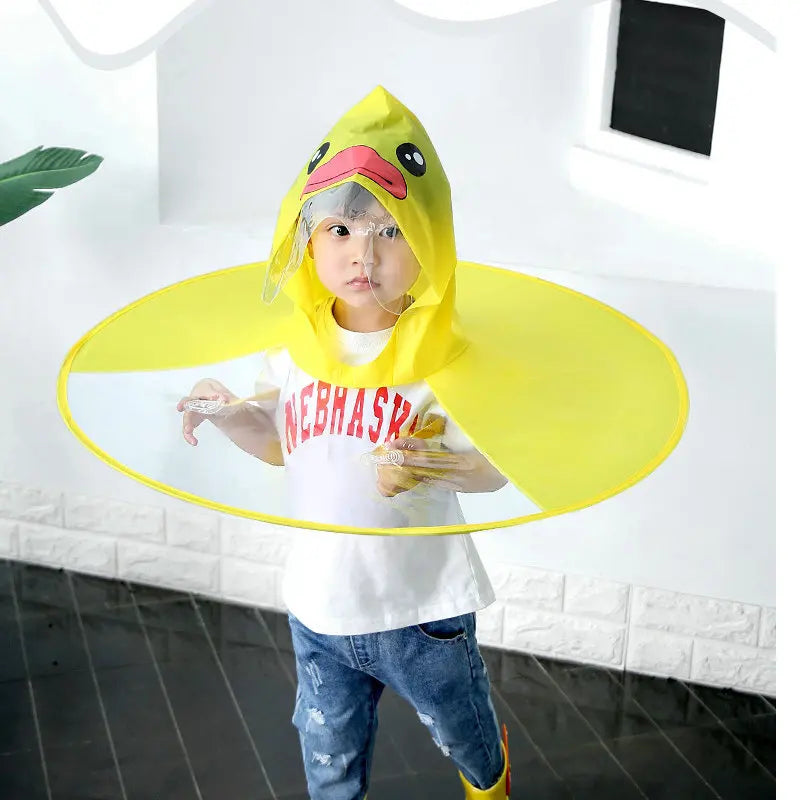 Children's Cartoon Creative Animal Cap Raincoat Kids Rainproof Folding Poncho With Logo Hood Foldable Umbrella for Rain All Ages