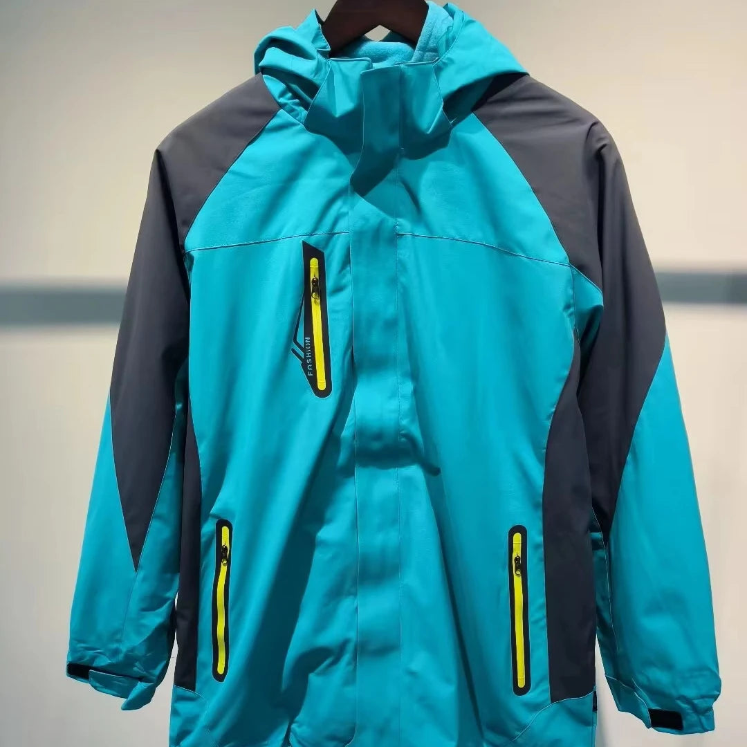 Autumn & Winter Polartec Fleeced Warm Jacket Waterproof and Windproof with Stand Collar Zipper Closure Polyester  Size XXXL
