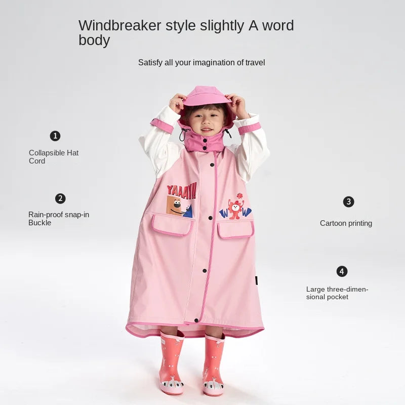 Children's Waterproof Schoolbags Raincoat for Primary School Students Boys Girls Full Body Thickened Rainstorm Special for