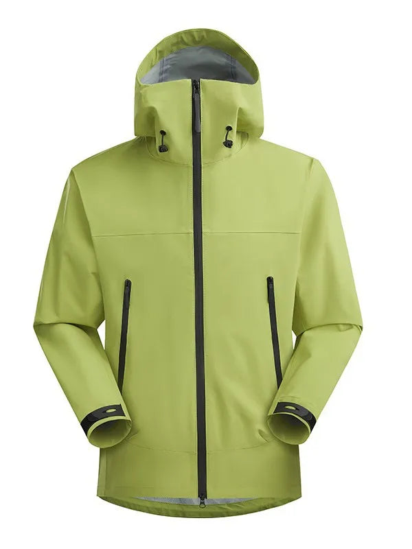 Unisex Three-Layer Waterproof Rainproof Windproof Eco-Friendly Breathable Outdoor Hardshell Jacket with Zipper Closure 3XL Size