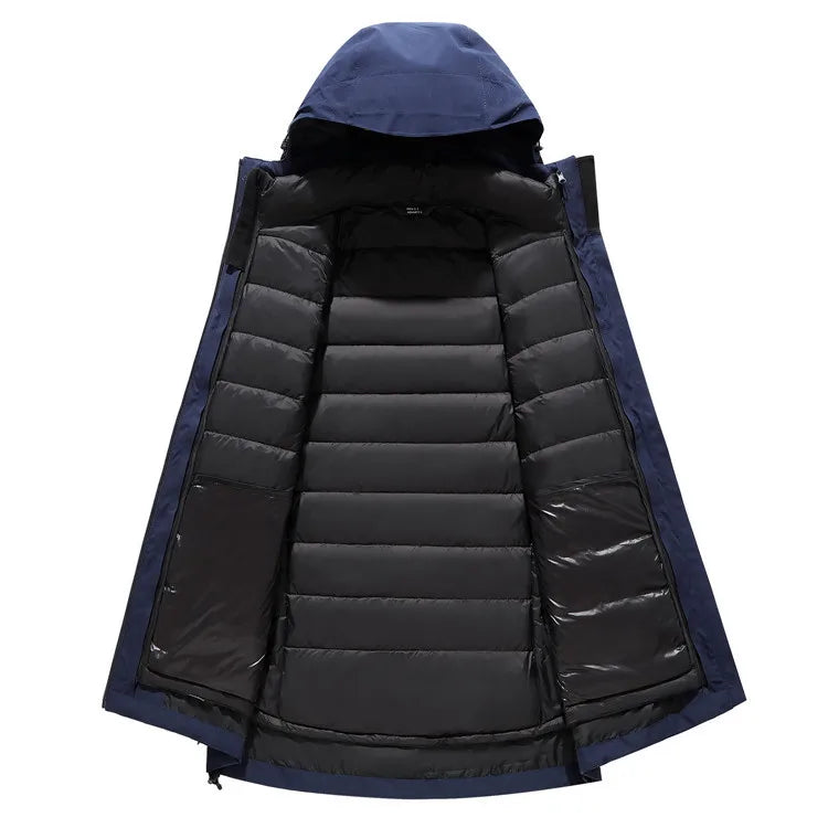 High-End Detachable Three-In-One Outdoor Jacket for Men and Women Long Sleeve Logo on Two-Piece Down Liner for Mountaineering