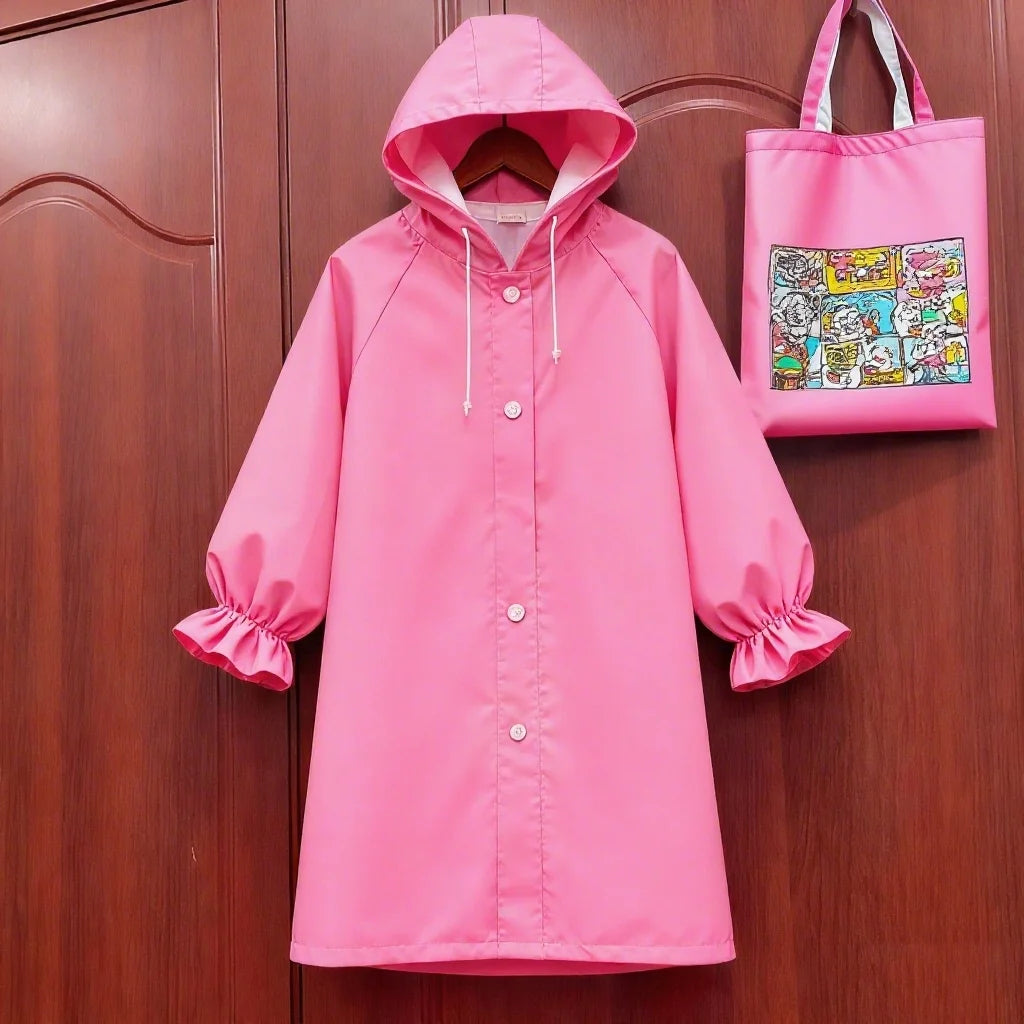 Lightweight Waterproof Raincoat Reusable Rain Gear for Outdoor Activities-Hiking Riding with Cartoon Print for Boys Girls School