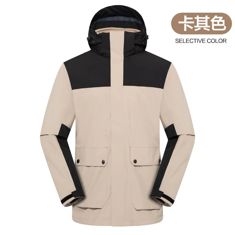 Charge Clothing Three-in-one Men's Women's Autumn Winter Jacket Detachable Liner Outdoor Waterproof Coated Wool Soft Two-piece