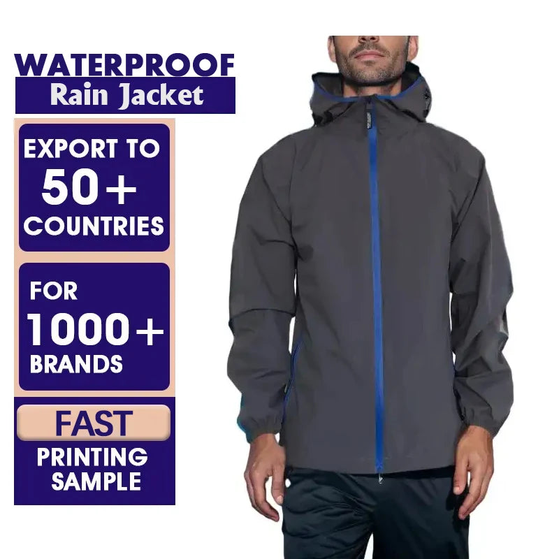 OEM/ODM Custom Waterproof Rain Windcheater Track High Quality Full Zip Softshell Windbreaker Men
