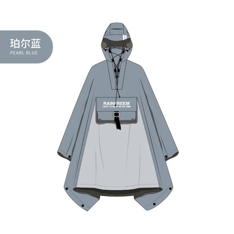 Qinfeiman Men and Women's Three-Layer Cloth Full-Body Rain-Proof for Poncho Waterproof Outdoor Riding Hiking Fishing Gear