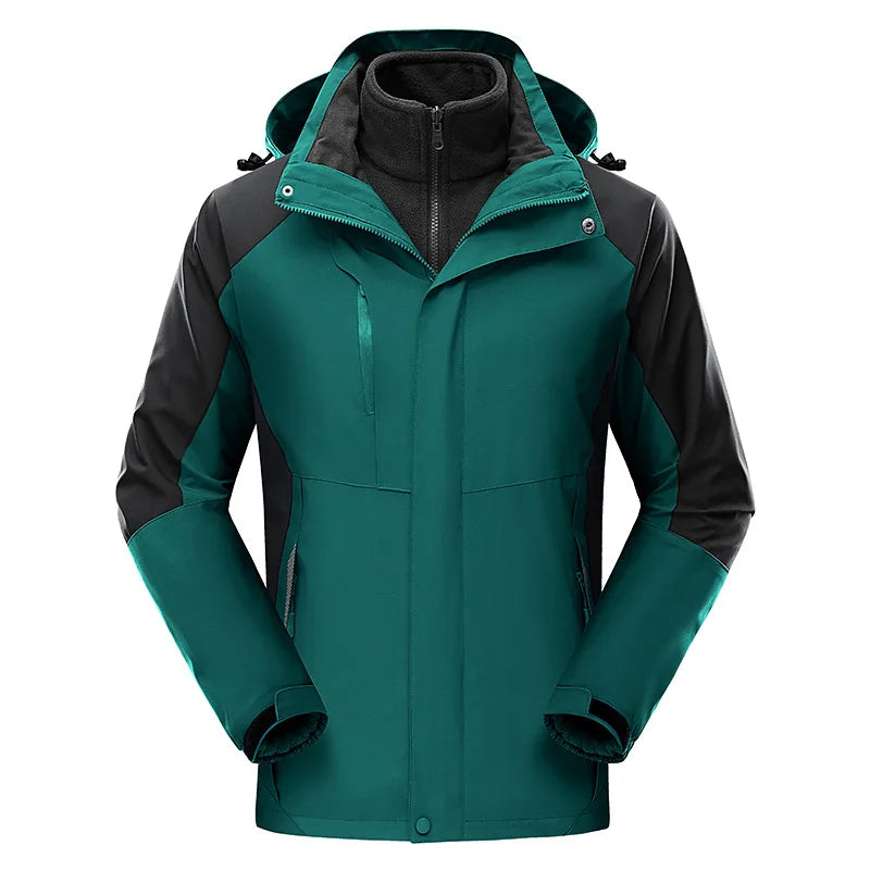 Waterproof Ski Jacket 3-in-1 Windbreaker Winter Coat Fleece Inner for Rain Snow