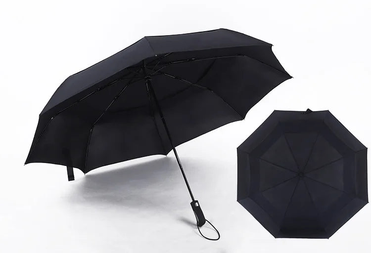 115cm 3 Folding Double Layer Golf Umbrella With air Vents Rainy and Sunny Automatic Umbrella