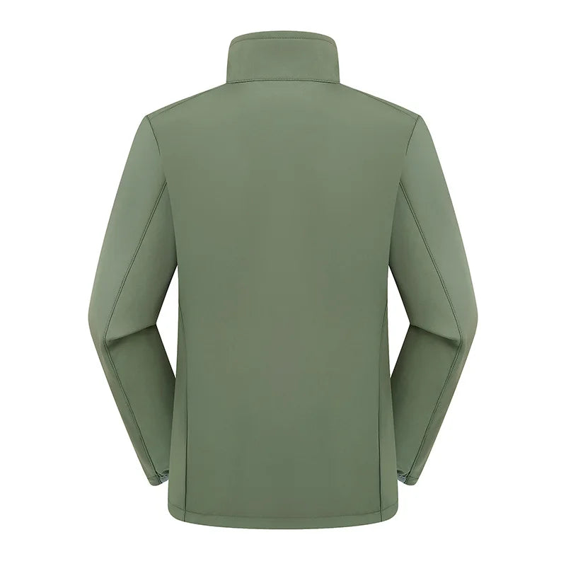 Autumn Winter Men's Soft Shell Jacket New Outdoor Fleece-Lined Thickened Vertical Collar Composite Fabric Cross-Border