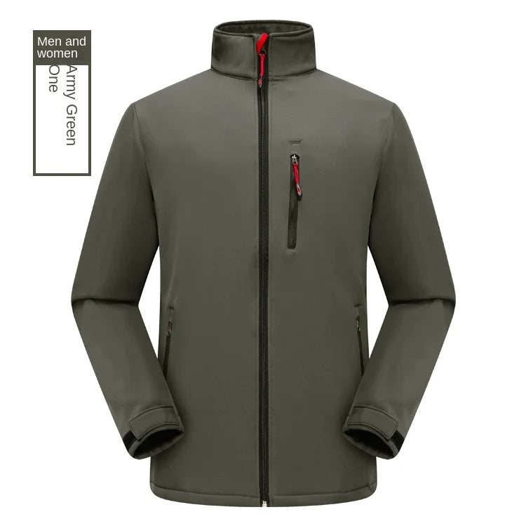 Autumn Winter Outdoor Tactical Soft Shell 100% Polyester Windproof Waterproof Breathable Thick Handsome Tough Zipper Solid Plain