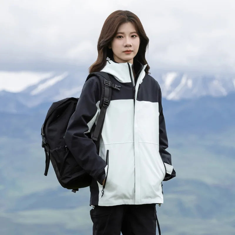 Unisex Outdoor Winter Fleece Jacket Breathable Water-Resistant Heat-Transfer Printed Anti-Bacterial Logo Stand Collar Zipper