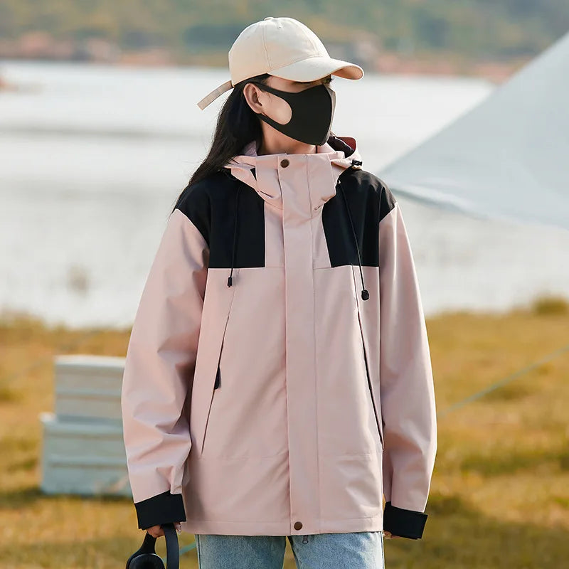 Custom Logo Men's Windbreaker Solid Woven Windproof Breathable Loose Jacket Stand Zipper Winter 3XL Plus Size Outdoor Ropa De