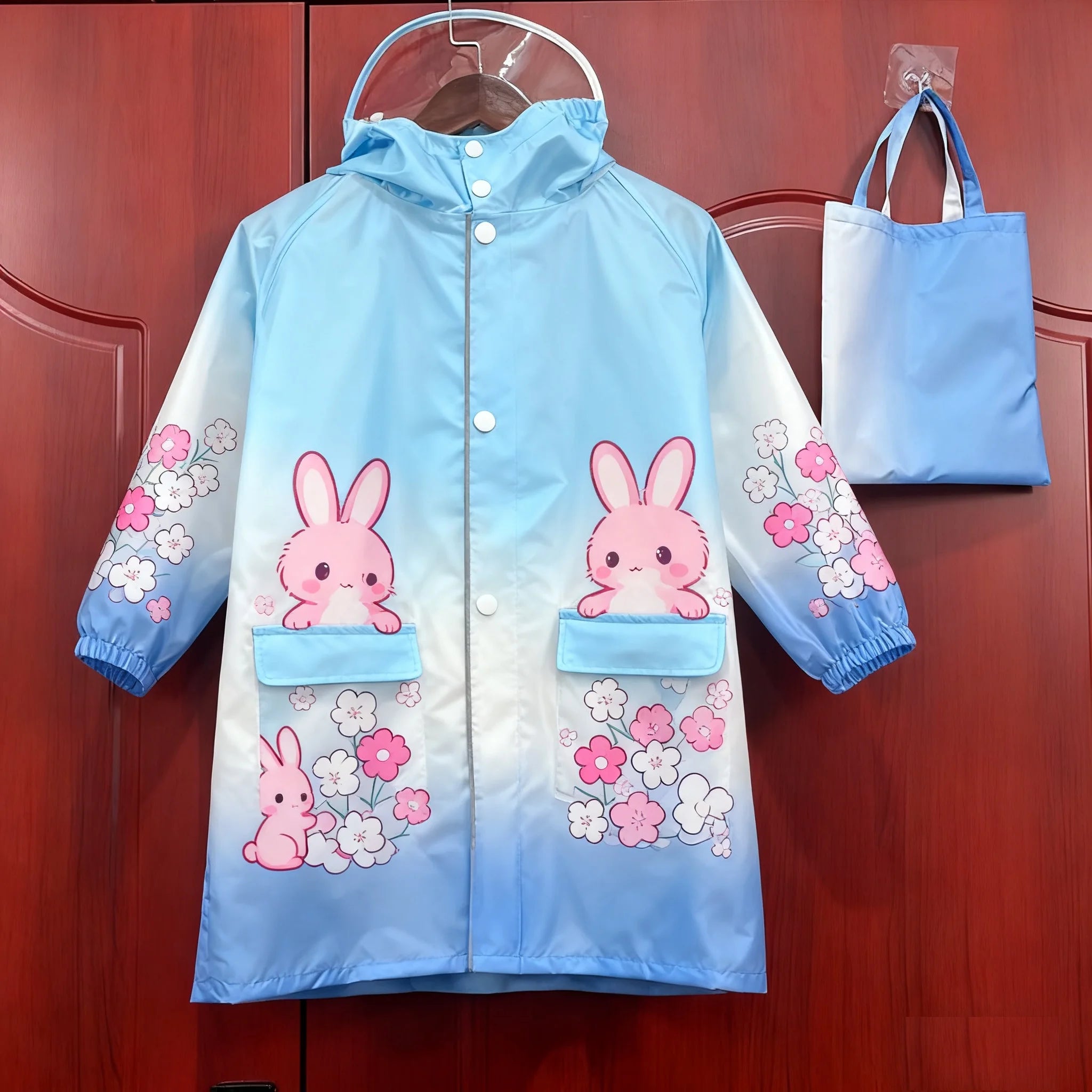 Waterproof Raincoat with Cartoon Print Durable Rain Gear for Outdoor Activities-Hiking Riding for Boys Girls School Reusable