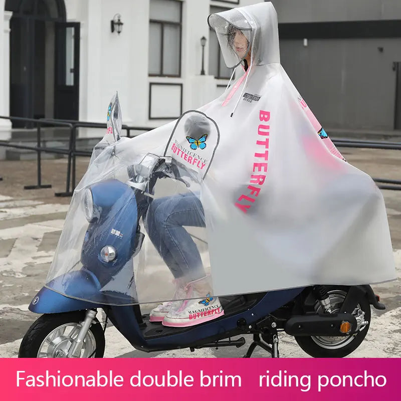 New Style Customized Adult Raincoat High PVC Hood Waterproof Riding Raincape Big Brim Reusable Safety Rainsuit Travel One Logo