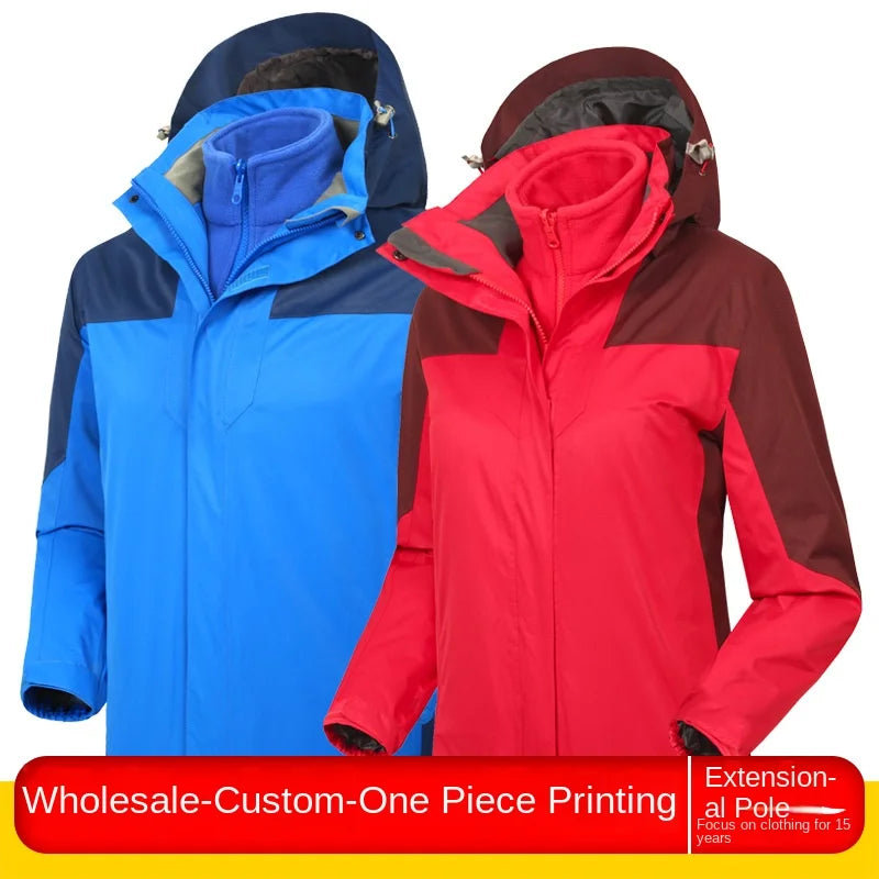 High-End Waterproof Warm-keeping Outdoor Sports Jacket Women's Fleece-Lined Long-Sleeved Autumn Winter Ski Suit Mountaineering
