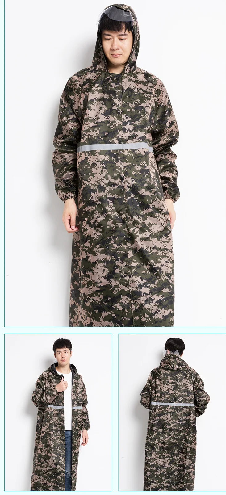 Motorcycle Raincoats  Long Reflective Customs Poncho One-piece Waterproof Rain Coat for Adult