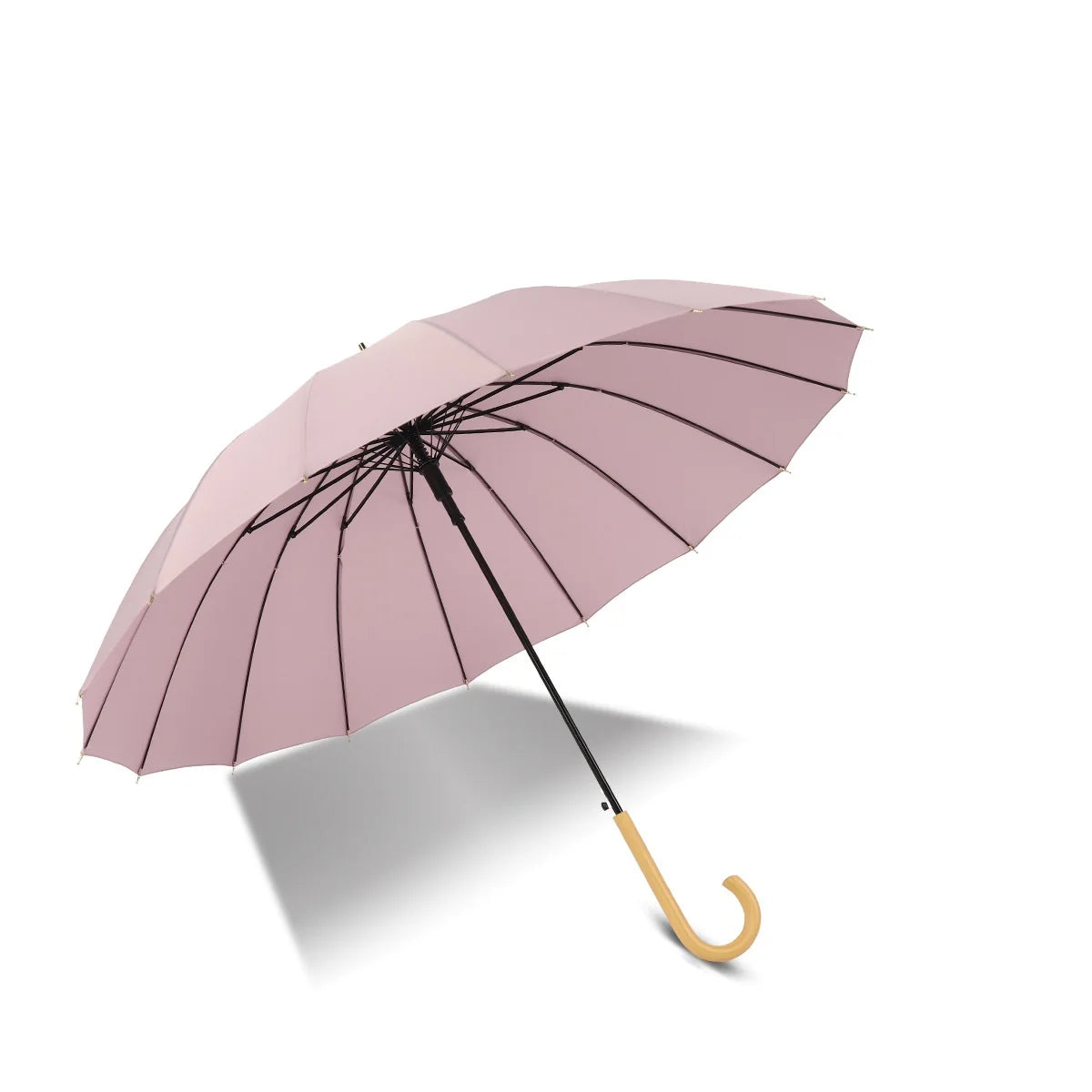 Luxury 23-Inch Oversize Business Umbrella 16K Ribs Japan Style Fashion Wood Handle New Fabric Promotional Advertising Umbrella