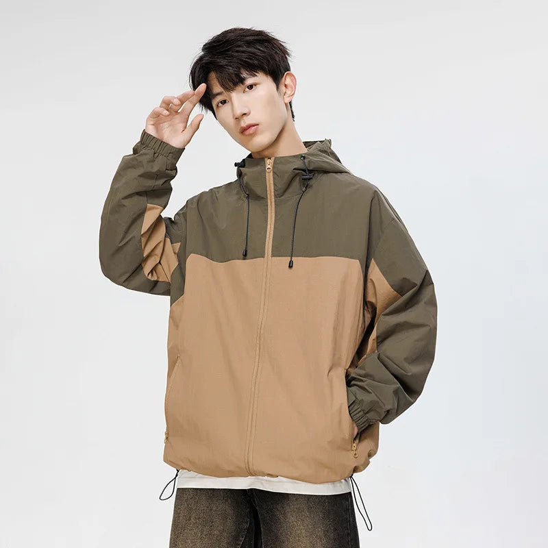 New Style Splicing Color Windproof Hooded Jacket for Men and Women Can Wear Double Raincoat Waterproof for Motorcycle Usage