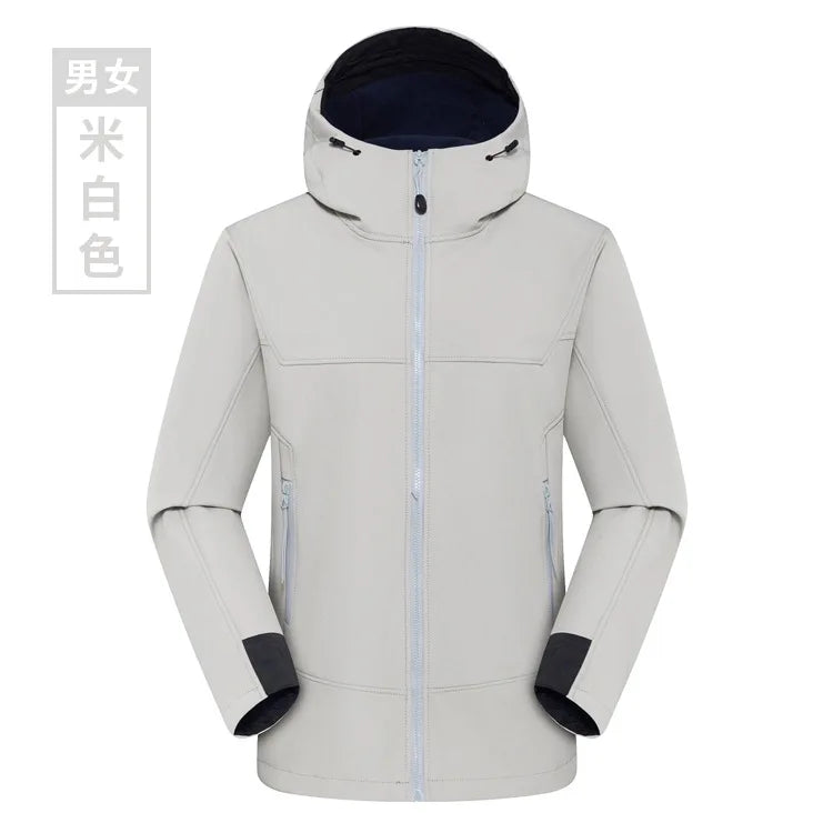 Autumn Winter Men's Waterproof Breathable Soft Shell Jacket Fleece-Lined Tough Guys for Mountaineering Cozy Coat for Outdoor