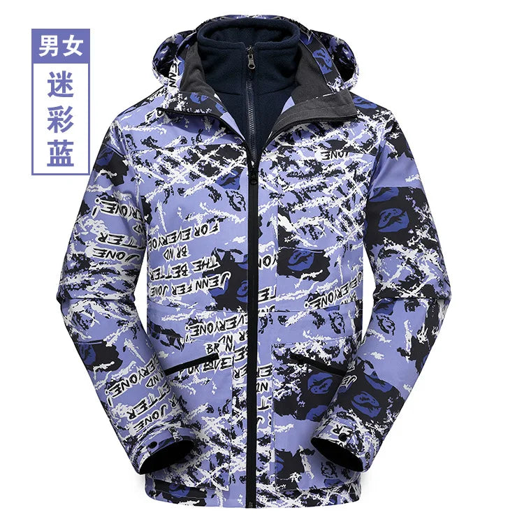High-End Waterproof Breathable Outdoor Clothing for Men Women Autumn Winter Two-Piece Three-In-One Windproof Jacket Full Zipper