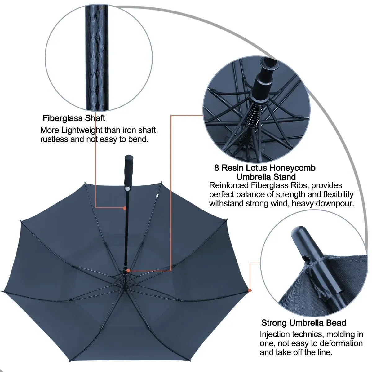 Semi-Automatic 68-Inch Oversize Double-Layer Windproof Golf Umbrella Classic Straight Design Business Gift for Adults