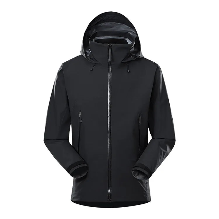 Waterproof Outdoor Rain Jacket for Men Women Autumn Winter Coat Long Sleeves Heat Sealed Single Layer Windbreaker Jacket