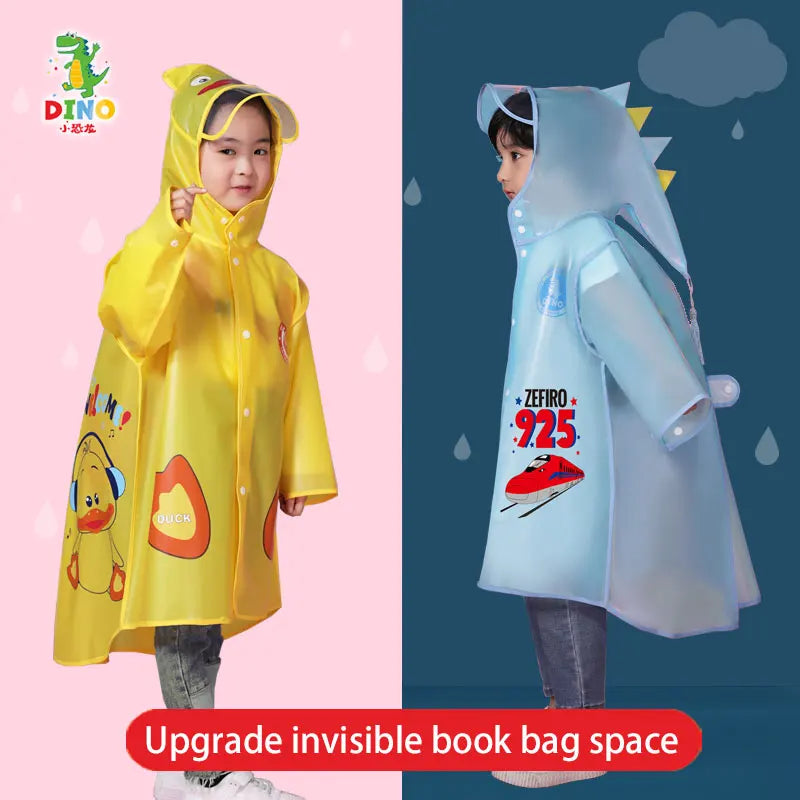 Custom Kids Raincoat EVA Hooded Waterproof Cartoon Design PU Material Breathable Windproof Reusable Overall Girls' Hiking XXL