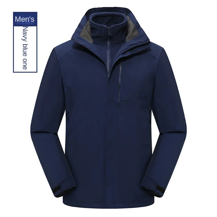 Men's Women's Outdoor Assault Three-in-One Detachable Warm Waterproof Breathable Work Clothes Zipper Customizable Printed Winter